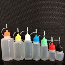 Needle Bottle 5ml 10ml 15ml 20ml 30ml 50ml Soft PE Style Plastic Dropper Bottles Child Proof Caps LDPE E Liquid Empty Bottle With Metal Agqu