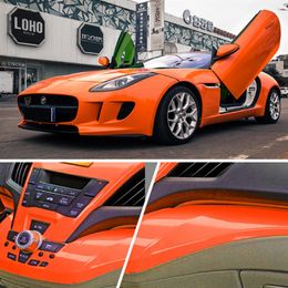 Super Gloss Orange Vinyl Film Glossy Car Wrap Foil With Air Release Gloss Car Sticker Wrapping Decal Size 1 52x20 Metres Roll2156