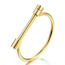 Fashion Jewellery Design Horseshoe Screw Bracelet Gold Silver Rose Black Stainless Steel Bracelets And Bangles For Men Women Br168c