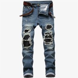 2020 Mens Casual Jeans Slim Fit Hip Hop Denim Men's Jeans Denim Pants Light Blue Black Trousers Motorcycle Pants221R