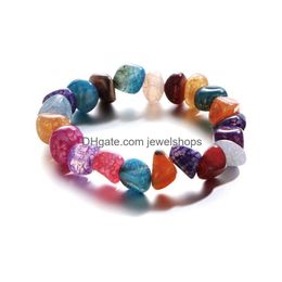 Beaded Colorf Natural Stone Bracelets For Women Men Healing Rainbow Beads Yoga Elasticity Bangle Fashion Handmade Jewellery Gift Drop De Dhwub