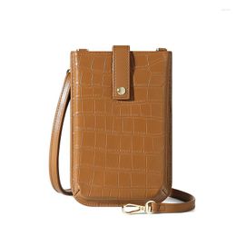 Evening Bags 2023 Summer Fashion PU Leather Shoulder Messenger Stone Pattern Simple Women Crossbody Bolsos Mini Mobile Phone Bag