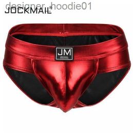 Underpants Gold Colour jockmail sexy men underwear slips hombre thong men briefs Bikini tanga gay underwear penis pouch big sheath jockstrap PU leather L230915