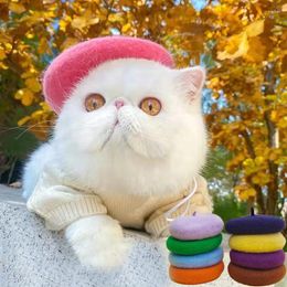 Dog Apparel Wool Pet Hat Painter Decor Po Headwear Memorial Christmas Beret Solid Colour Cap European Style Cat Party Headdress