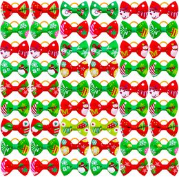 Dog Apparel 20pcs Small Hair Bows Cat Bowknot Grooming Christmas Rubber Bands HandMade Pet For Puppy Accessories 230914