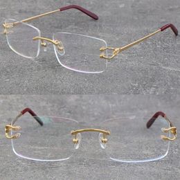 Selling Fashion Frames Rimless Metal Myopic Eyewear Accessories Adumbral Men Woman Large Square Eyeglasses Male and Female 18K Gol240z