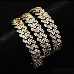 12Mm Mens Miami Cuban Link Chain Baguette Iced Sim Diamond 14K White Gold Plated Cubic Zirconia Jewelry 18 Choker -22 Drop Delivery