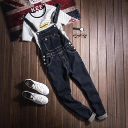 Japan Style Plus Size Mens Black Jeans Jumpsuit Men Hip Hop Cargo Denim Bib Overalls Casual Suspender Pants 5XL 6XL Men's274B