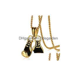 Pendant Necklaces Stainless Steel Boxing Gloves Necklace For Men Individuality Fitness Sports Chains Hip Hop Jewellery Gift Drop Deliver Dhorv