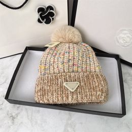 Fashion Luxury Designer Winter Knitted Hat Mens Hat Fashion Womens Multi Colours Knitted Cap Warm Hats With Wool Ball Triangle Casual Hats