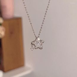 Jewelry Pouches Synthetic Moissanite Diamond Five-pointed Star Necklace Female Design Sweet Girl Inlaid Zircon Sparkling Clavicle Chain