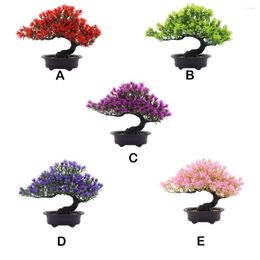 Decorative Flowers Artificial Plants Bonsai Tree Faux Pine Plant Potted Home Room Office Garden Party El Ornaments Red