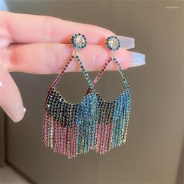 Dangle Earrings FYUAN Long Tassel Drop For Women Colourful Rhinestone Fashion Jewellery Accessories