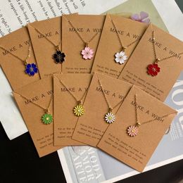 Charms Korean Fashion Flower Pendant Necklace for Girl Women White Yellow Color Trendy Choker Gift Summer Wholesale 230915