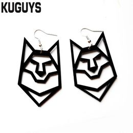 New styles of acrylic Jewellery and black and white Wolf big Earrings for women in hip hip rock suspension earrings252p