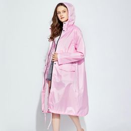 Women's Trench Coats Simple Fashion Solid Color Outdoor Rain Cape Coat Adult Loose Windproof Waterproof Windbreaker Long Hooded Jacket