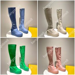 Designer Muffin Patent leather boots luxury Women Muffin Platform boots Fashion Patent beef hide rubber High heel Round toe boots Size 35-40