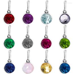 Loose Gemstones 925 Sterling Silver Month Droplet Birthstone Necklace Pendant Charm Bead Fit Bracelet Women Birthday Jewellery Diy Gift