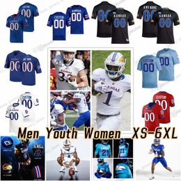 NCAA S-6XL College Kansas Jayhawks Football Jerseys 6 Jalon Daniels 4 Marvin Grant 28 Sevion Morrison 8 Ky Thomas Wheeler 30 Miller Jr. 11 Luke Grimm 15 Ethan Vasko