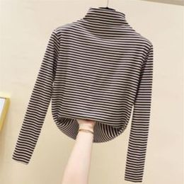 Frauen Mode T-shirt Langarm Grundlegende Koreanische Version Top Beiläufige Lose Büro Dame Polka Dot Gedruckt T-shirt Rundhals Pullover251a