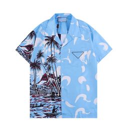 Luxury Designer Shirts Mens Fashion Double Match seaside print bowling shirt Hawaii Floral Casual Shirts Men Slim Fit Short Sleeve283S