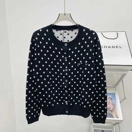 Women's Sweaters Home Autumn and Winter New Korean Loose Polka Dot Wool Knit Shirt Round Neck Long Sleeve Fashion Coat Top Women