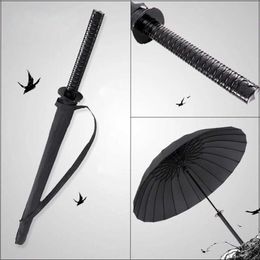 Creative Long Handle Large Windproof Samurai Sword Umbrella Japanese Ninja-like Sun Rain Straight Umbrellas Automatic Open 0928259Y