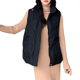 Women's Vests Quilted Cotton Vest Winter Fashionable Sleeveless Jacket Stand Collar Outerwear Warmest Coats Women