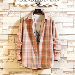 Men New Fashion Flannel Plaid Shirt Slim Fit Casual Long Sleeve Sanding Shirt Male Harajuku Streetwear Shirts Plus Size Tops240x
