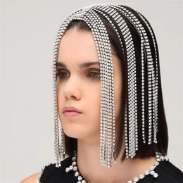 Hair Clips Glitter Rhinestone Short Tassel Chain Headband Stage Performance For Women Crystal Headwear Headpiece Head Wig