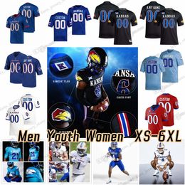 NCAA S-6XL College Kansas Jayhawks Football Jerseys 6 Jalon Daniels 4 Marvin Grant 1 Kenny Logan Jr. 8 Kwamie Lassiter II 37 Grayden Addison 20 Daniel Hishaw Jr. Locklin