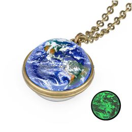 Pendant Necklaces Eight Planet Space Glass Ball Necklace Glow In The Dark Sun Earth Sphere Solar System Galaxy Jewellery Gift Drop Deliv Dhaib