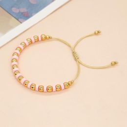 Strand YASTYT Pink Heishi Gold Bead Friendship Bracelets For Women Summer Beach Jewellery Colourful Design Gift