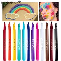 Handaiyan Rainbow Matte Liquid Eyeliner Quick Dry Waterproof Eye Liner Pencil White Blue Color Eyeliner Cosmetic Makeup Tool