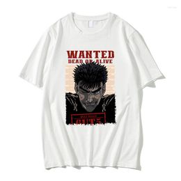 Men's T Shirts Wanted Dead Or Alive Guts From Hell Anime Berserk Lover Graphic T-shirt Men Women Vintage Manga Loose Short Sleeve