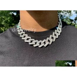 20Mm Iced Cuban Link Prong Diamond Chain Necklace 14K White Gold Plated Cubic Zirconia Hiphop Jewellery 16Inch-24Inch Drop Delivery