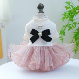 Dog Apparel Accessory Dogs Cats Dress Pet Skirt Black Bow Design Puppies Autumn/Winter Clothing Clothes