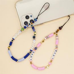 Link Chain Phone Charm Beads For Mobile Charms LOVE Letter Acrylic Mix Colour Bead Lanyard Hangs Heise Jewerly314t