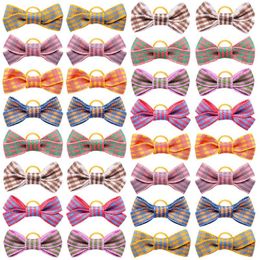 Dog Apparel 20/30PCS Fashion Pet Hair Bows Accessories Unique Cheque Styles Puppy Rubber Bands For Cute Small Cats Supplies