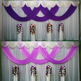 3 6m 10 20ft Colourful backdrop church Stage Curtain with Sequins Backdrops with Swags Ice Silk Wedding Party Stage Decoration2332