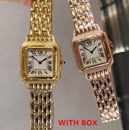 High Quality Women's Watch Imported Quartz Movement Diamond Inlaid Women's Gold Watches 27mm Gift Couple Hand Christmas Gift