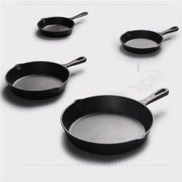 Cast Iron Non-stick 14-26cm Skillet Frying Flat Pan Gas Induction Cooker iron pot Egg Pancake Pot Kitchen Dining Tools Cookware295F