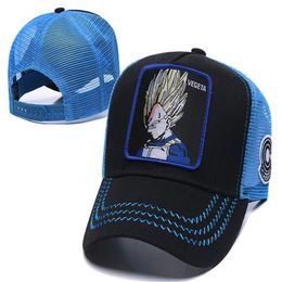 New Ball Mesh Hat Vegeta Baseball Cap High Quality Curved Brim Black & Blue Snapback Caps Gorras Casquette244O