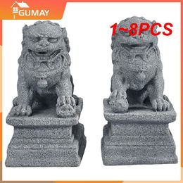 Decorative Objects Figurines 1~8PCS Statue Foo Shui Feng Figurine Miniature Stone Lion Sculpture Decoration Guardian Chinese Prosperity Decor Pair Fu Mini 230914