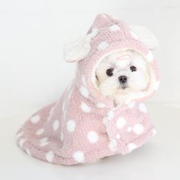 Dog Apparel Dot Bear Cloak Nightgown Autumn And Winter Thickened French Bucket Teddy Pet Clothes Home Service