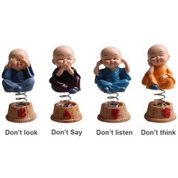 4 Pcs set Car Ornaments Resin Bobbleheads Dolls Figure Monks Maitreya Buddha Figure Gift Desk Auto Pendant Decor Car Styling11658