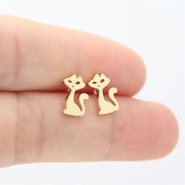 Whole 10Pairs Lot Beauty Cat Stainless Steel Earring Tiny Kitten Custom Earrings Women Girls Kids Ear Studs Birthday Gift Jewe2385