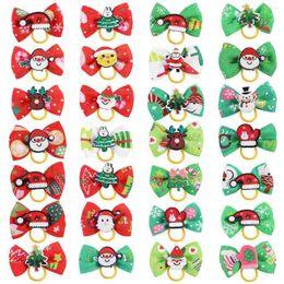 Dog Apparel POPETPOP 30pcs Christmas Pet Hair Band Elastic Puppy Tie Cloth Ring (Mixed Style)
