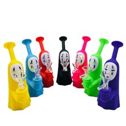 Colourful Smoking Silicone Bong Pipes Kit Portable Christmas Travel Bubbler Herb Tobacco Handle Philtre Funnel Spoon Bowl Oil Rigs Waterpipe Dabber Holder DHL