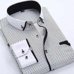 Mens Dress Shirts Designer Casual Slim Fit Long Sleeve Business Shirt Male Dot Print Autumn Formal Cotton Shirts Men New Brand300G